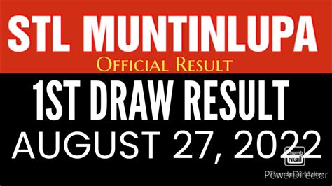 STL MUNTINLUPA RESULT TODAY 1ST DRAW AUGUST 27, .